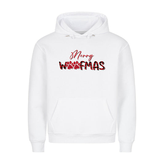 Premium Hoodie "Merry Woofmas" Weiß – hunde-shirt.de