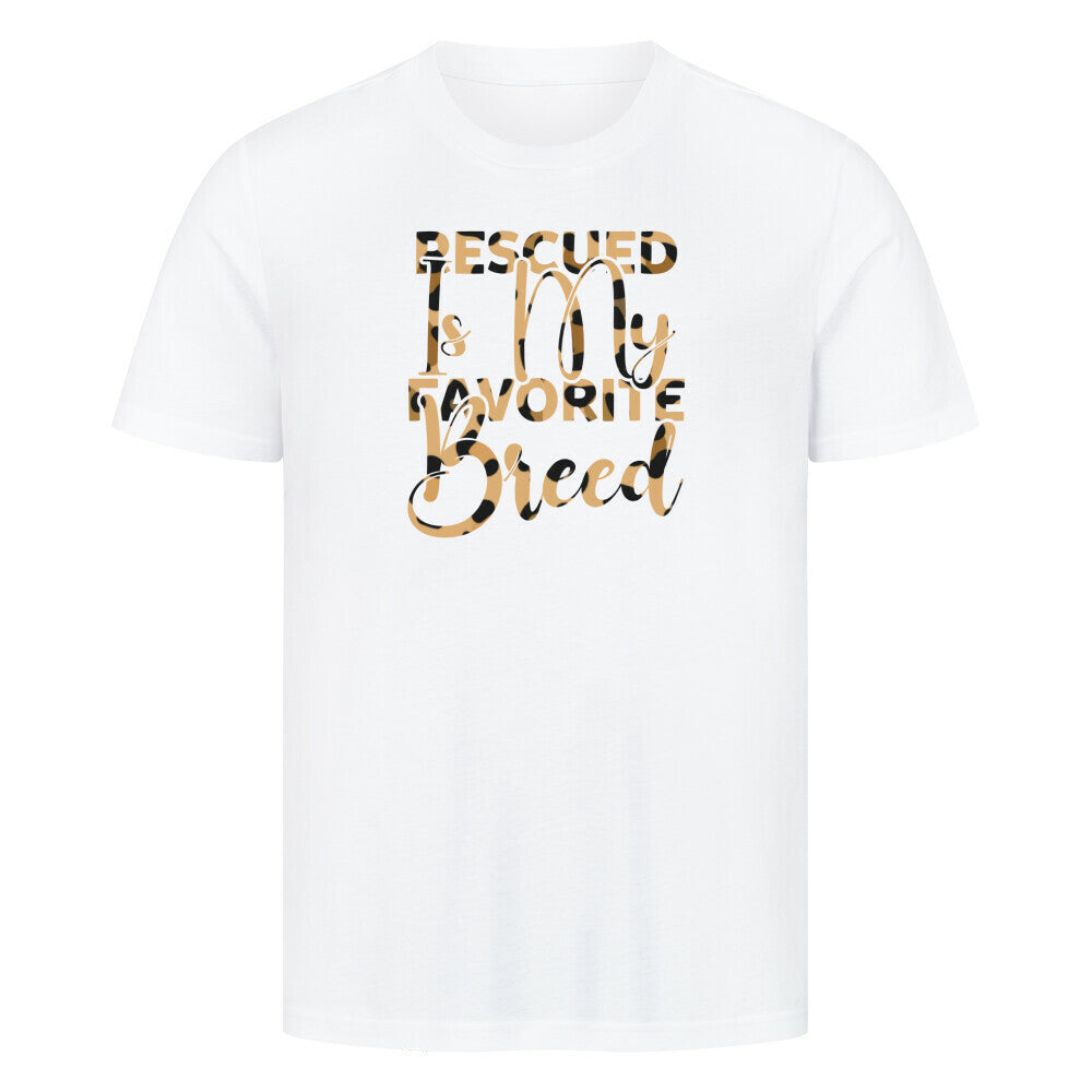 Premium T-Shirt "Rescued..." Weiß – hunde-shirt.de