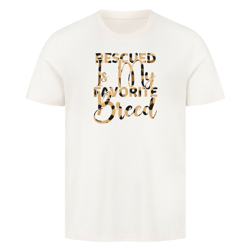 Premium T-Shirt "Rescued..." Natural Raw – hunde-shirt.de
