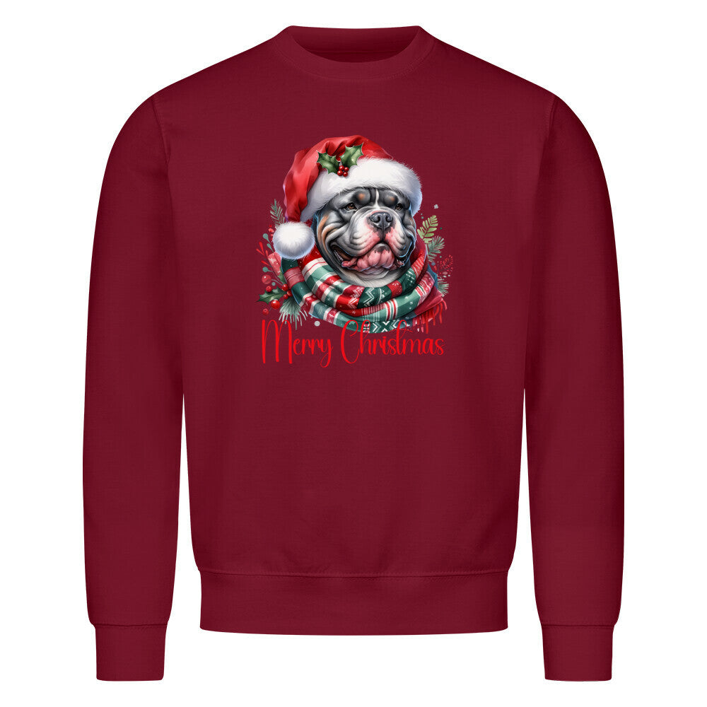 Premium Sweatshirt "Bully XXL - Merry Christmas" Burgunder – hunde-shirt.de