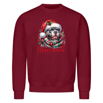 Premium Sweatshirt "Bully XXL - Merry Christmas" Burgunder – hunde-shirt.de