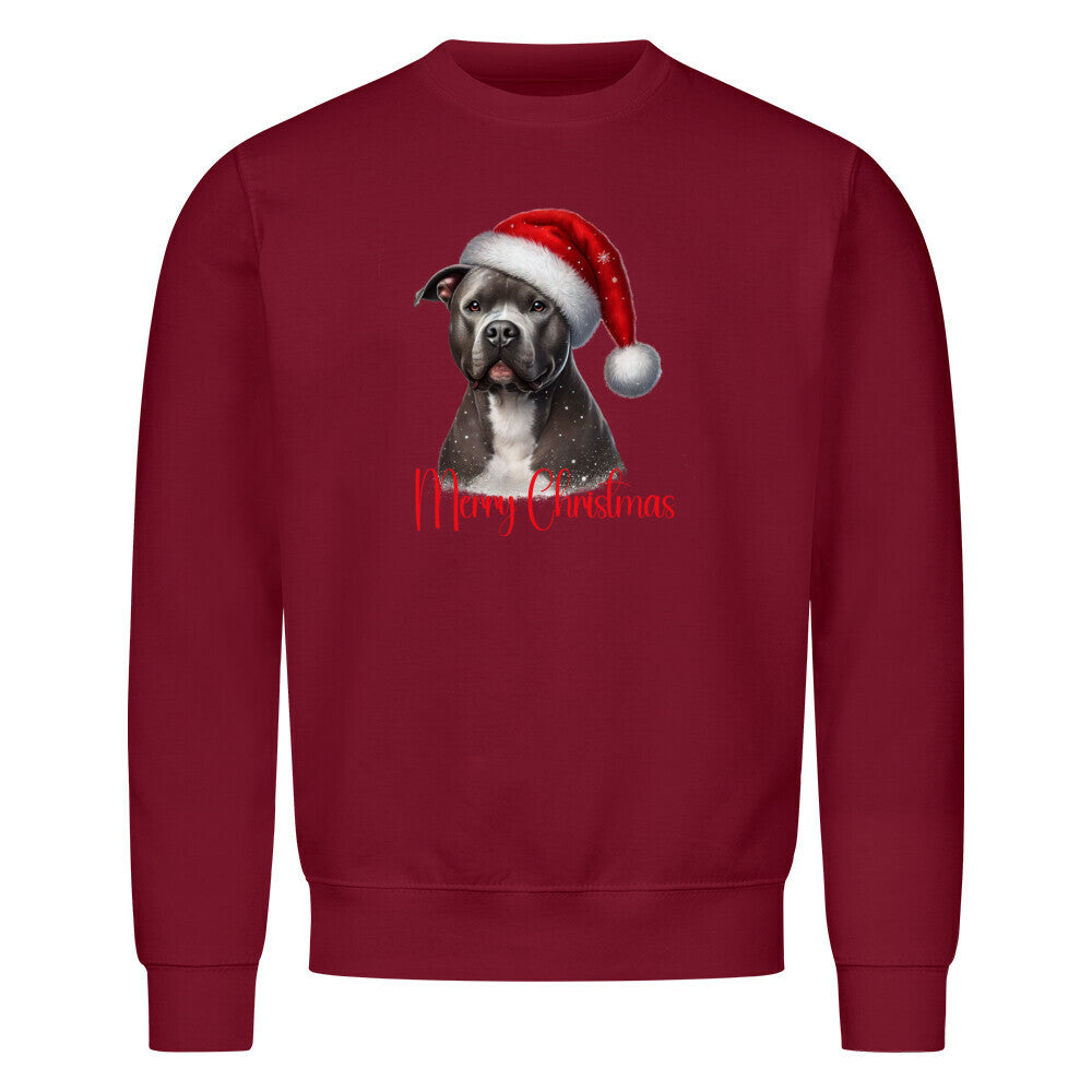 Premium Sweatshirt "Bully XL - Merry Christmas" Burgunder – hunde-shirt.de