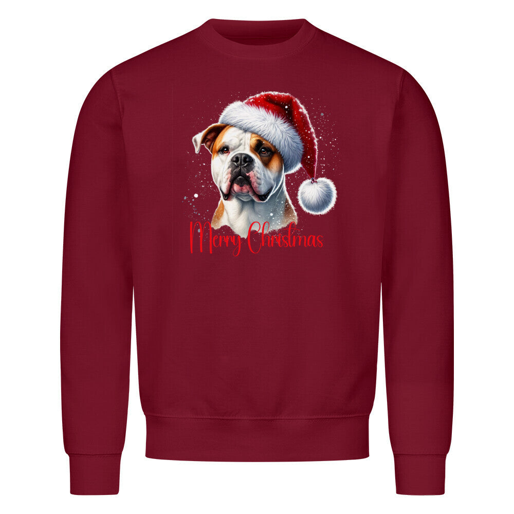 Premium Sweatshirt "American Bulldog - Merry Christmas" Burgunder – hunde-shirt.de