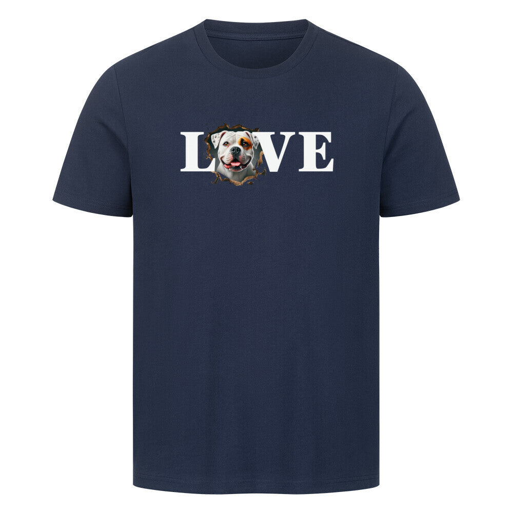 Premium T-Shirt "American Bulldog - LOVE" French Navy – hunde-shirt.de