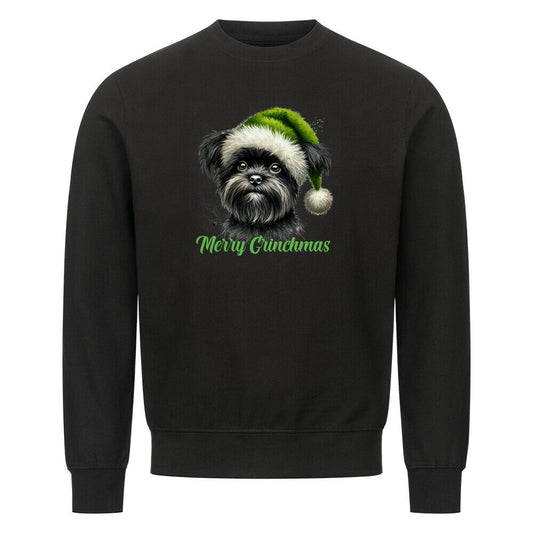 Premium Sweatshirt "Affenpinscher - Merry Grinchmas" Schwarz – hunde-shirt.de