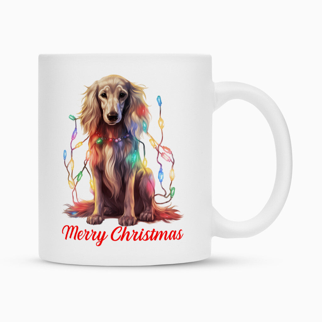Tasse "Afghanischer Windhund - Merry Christmas" Weiß – hunde-shirt.de