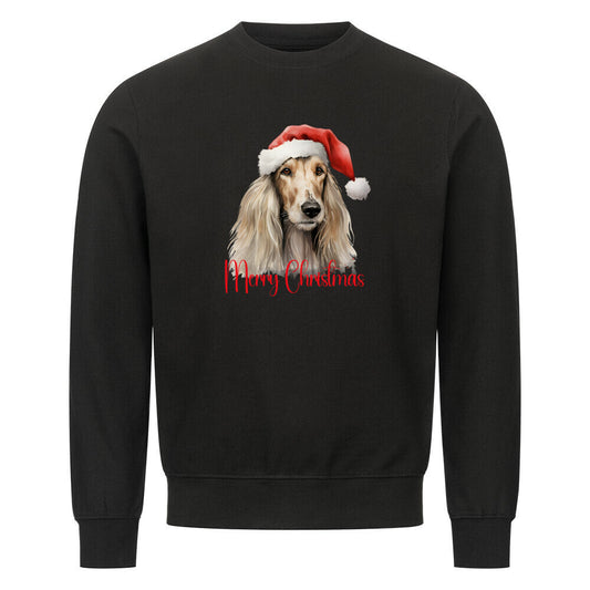 Premium Sweatshirt "Afghanischer Windhund - Merry Christmas" Schwarz – hunde-shirt.de