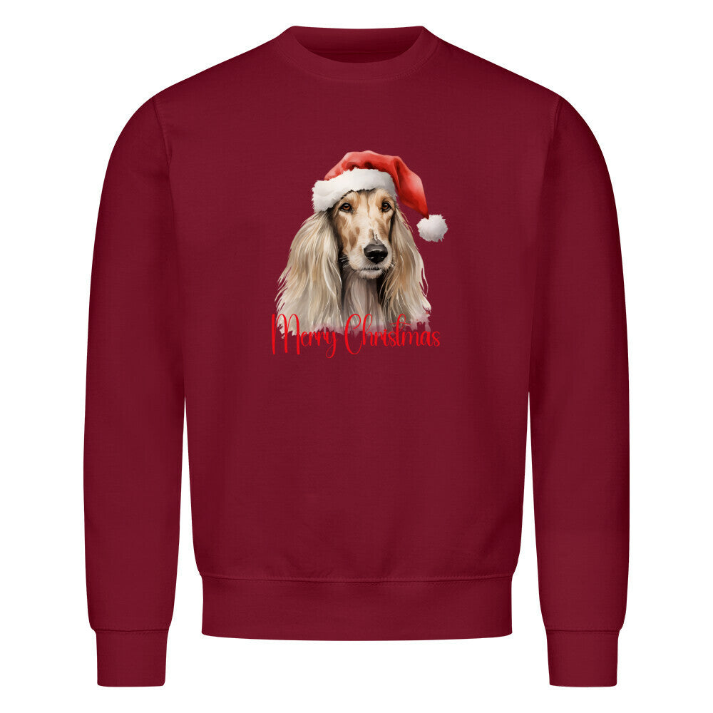 Premium Sweatshirt "Afghanischer Windhund - Merry Christmas" Burgunder – hunde-shirt.de