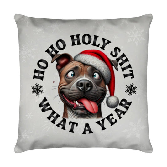 Kissen "Pit Bull - HO HO..." Weiß – hunde-shirt.de
