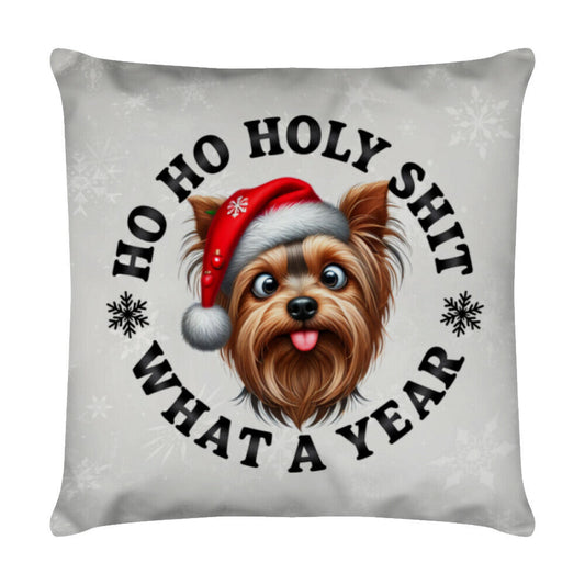 Kissen "Yorkshire Terrier - HO HO..." Weiß – hunde-shirt.de