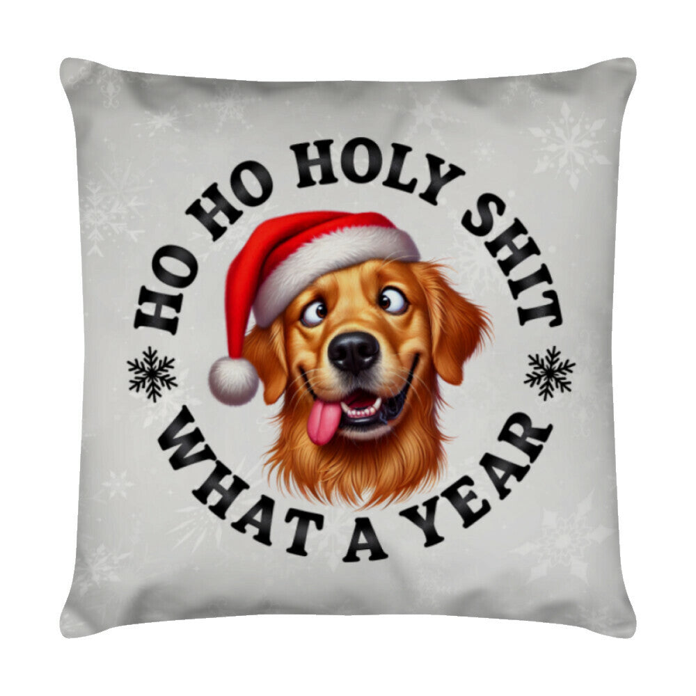 Kissen "Golden Retriever - HO HO..." Weiß – hunde-shirt.de