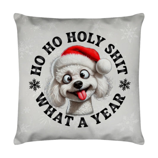 Kissen "Bichon Frisé - HO HO..." Weiß – hunde-shirt.de