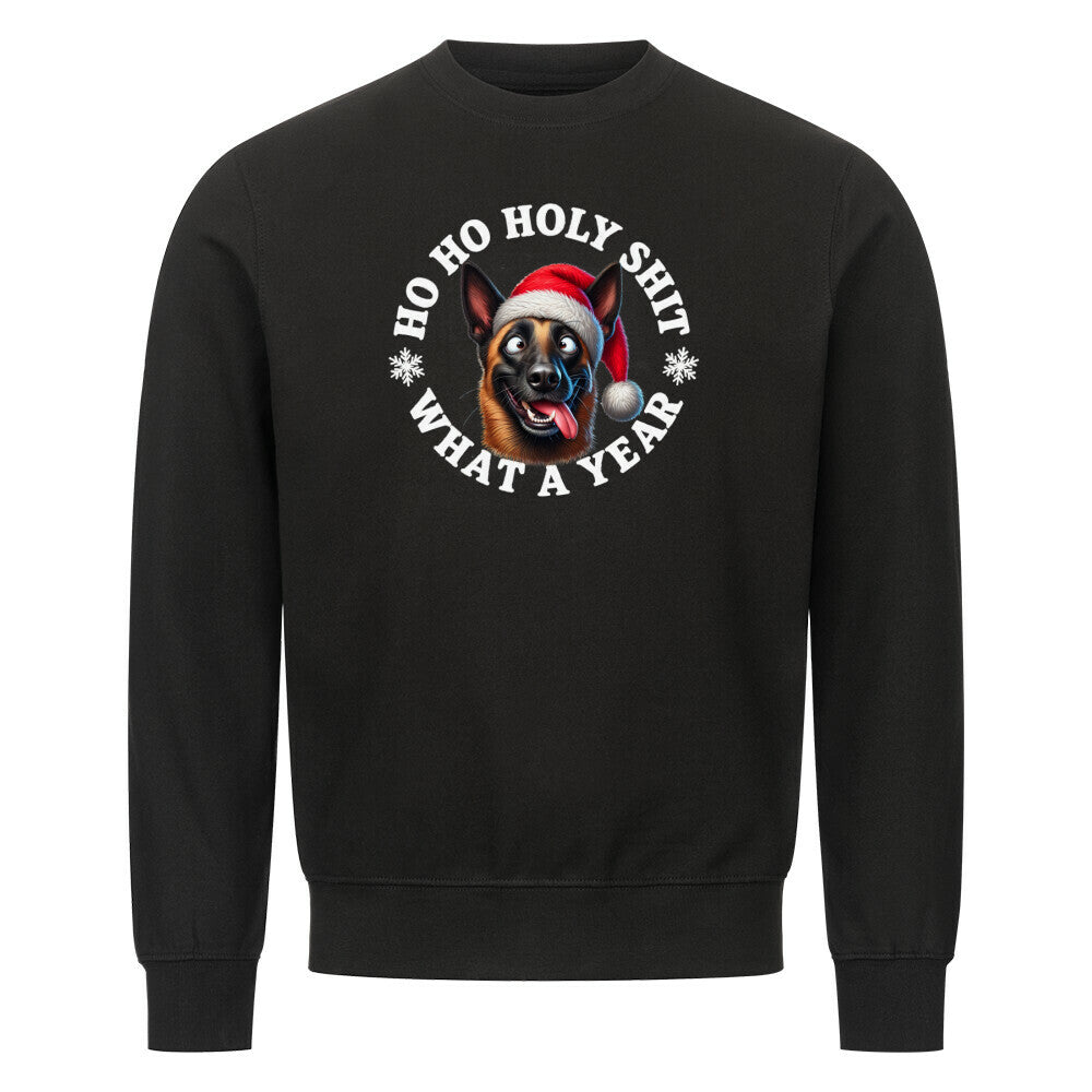 Premium Sweatshirt "Malinois - HO HO..." Schwarz – hunde-shirt.de