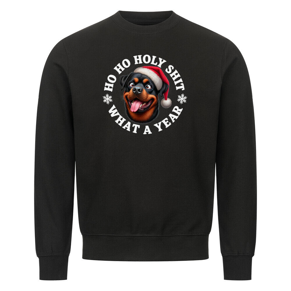 Premium Sweatshirt "Rottweiler - HO HO..." Schwarz – hunde-shirt.de