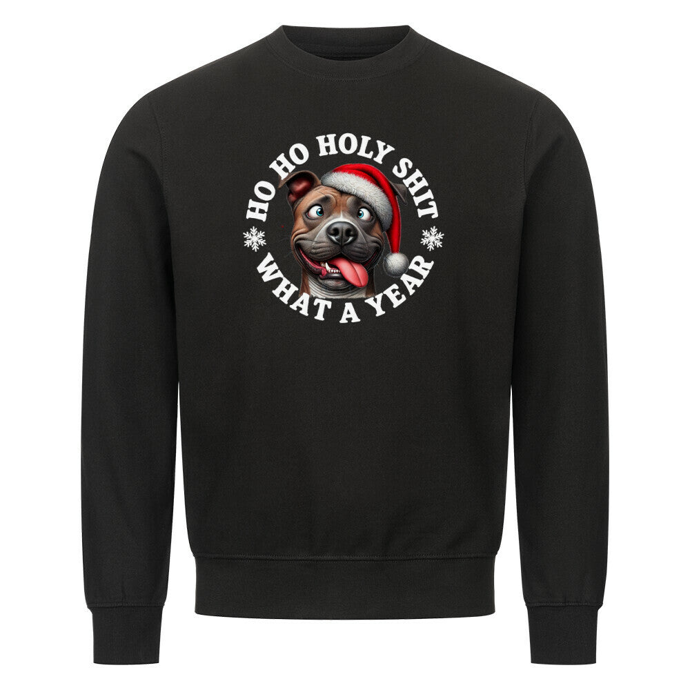 Premium Sweatshirt "Pit Bull - HO HO..." Schwarz – hunde-shirt.de