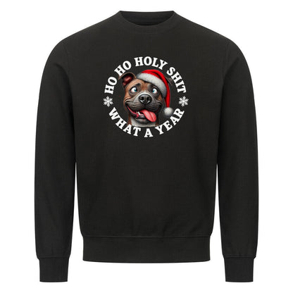 Premium Sweatshirt "Pit Bull - HO HO..." Schwarz – hunde-shirt.de