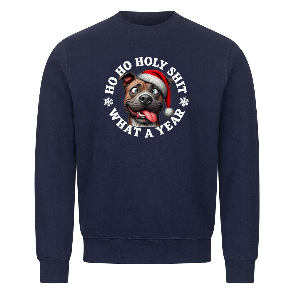 Premium Sweatshirt "Pit Bull - HO HO..." Navy Blue – hunde-shirt.de