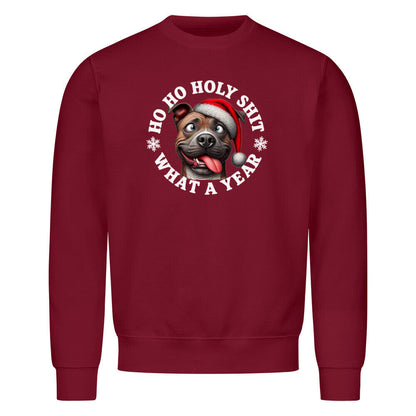 Premium Sweatshirt "Pit Bull - HO HO..." Burgunder – hunde-shirt.de