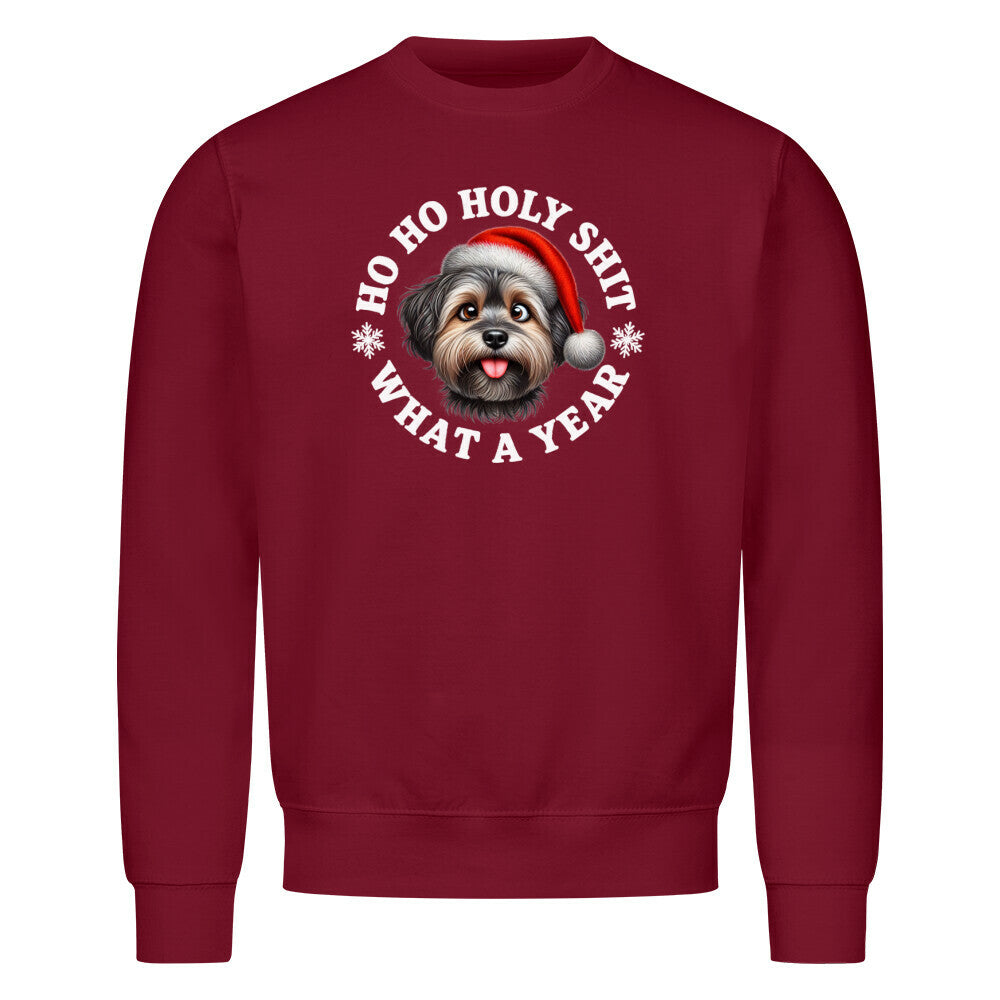 Premium Sweatshirt "Löwchen - HO HO..." Burgunder – hunde-shirt.de