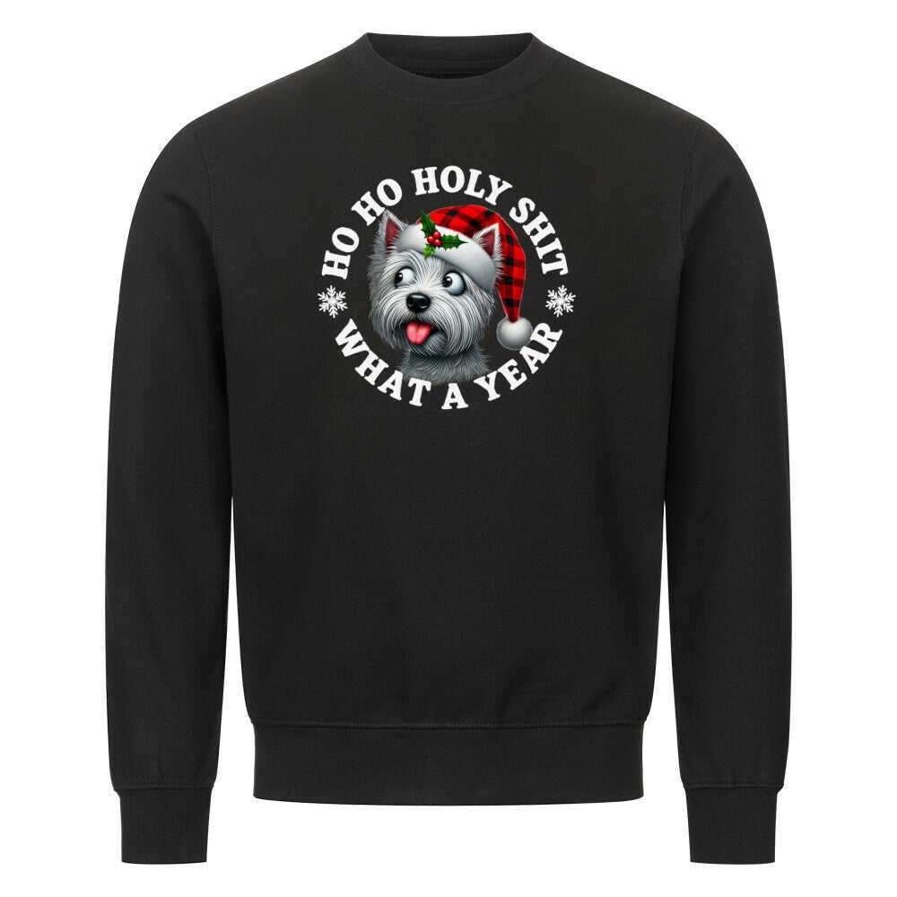 Premium Sweatshirt "Westie - HO HO..." Schwarz – hunde-shirt.de
