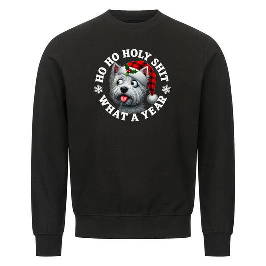Premium Sweatshirt "Westie - HO HO..." Schwarz – hunde-shirt.de