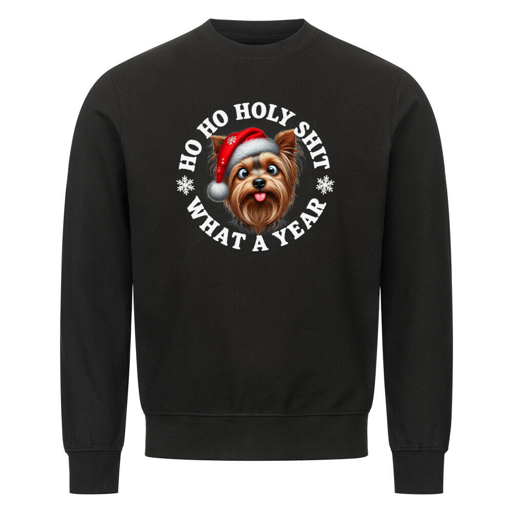 Premium Sweatshirt "Yorkshire Terrier - HO HO..." Schwarz – hunde-shirt.de