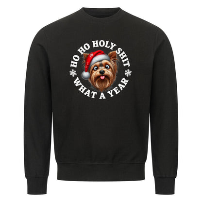 Premium Sweatshirt "Yorkshire Terrier - HO HO..." Schwarz – hunde-shirt.de