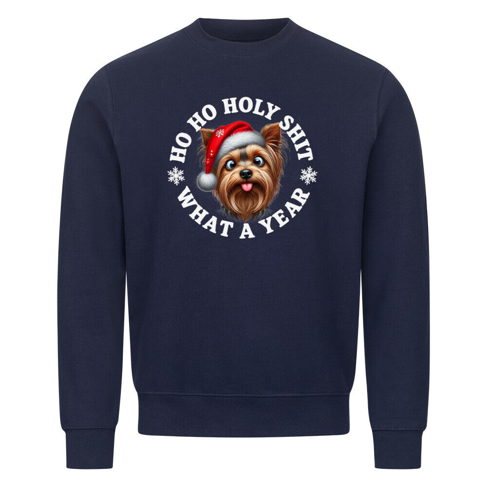 Premium Sweatshirt "Yorkshire Terrier - HO HO..." Navy Blue – hunde-shirt.de