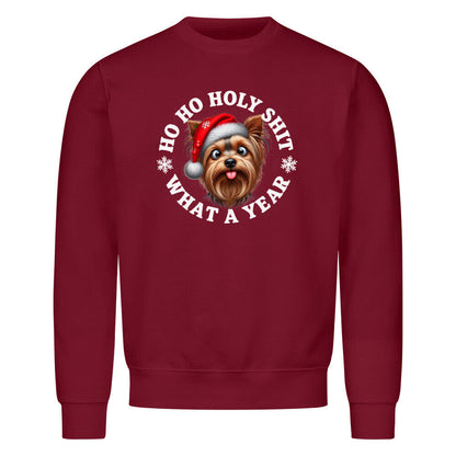 Premium Sweatshirt "Yorkshire Terrier - HO HO..." Burgunder – hunde-shirt.de