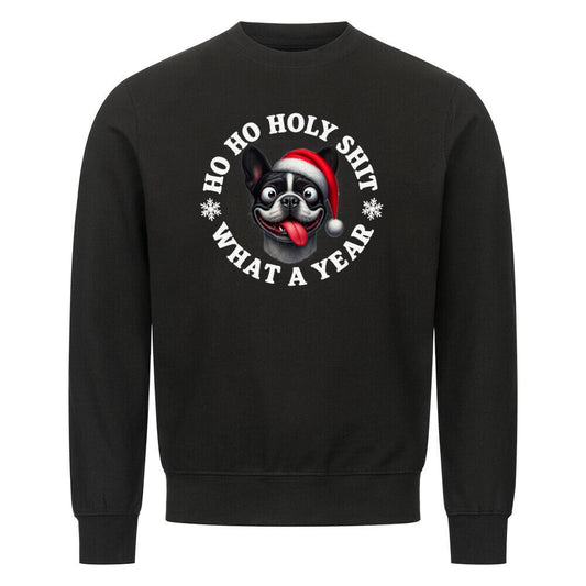 Premium Sweatshirt "Frenchie - HO HO..." Schwarz – hunde-shirt.de