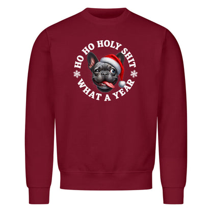 Premium Sweatshirt "Frenchie - HO HO...2" Burgunder – hunde-shirt.de