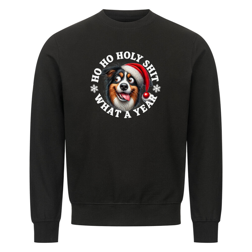 Premium Sweatshirt "Australian Shepherd - HO HO..." Schwarz – hunde-shirt.de