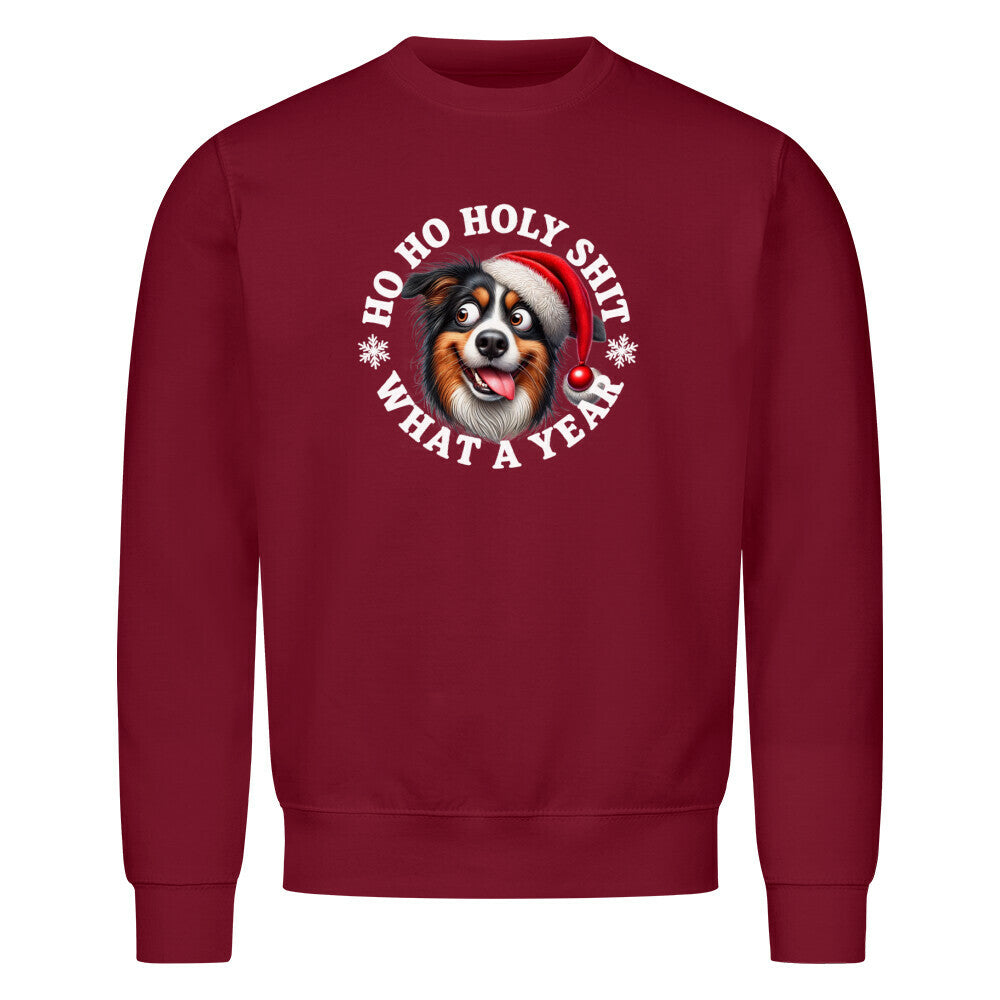 Premium Sweatshirt "Australian Shepherd - HO HO..." Burgunder – hunde-shirt.de
