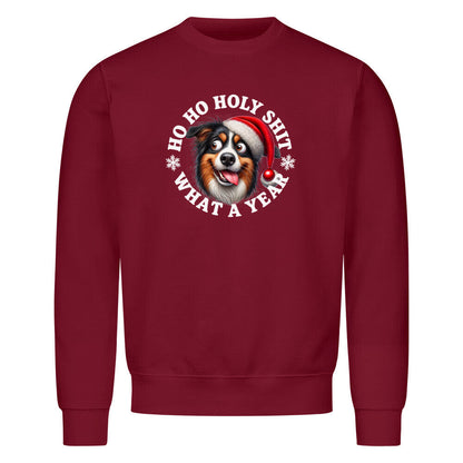 Premium Sweatshirt "Australian Shepherd - HO HO..." Burgunder – hunde-shirt.de