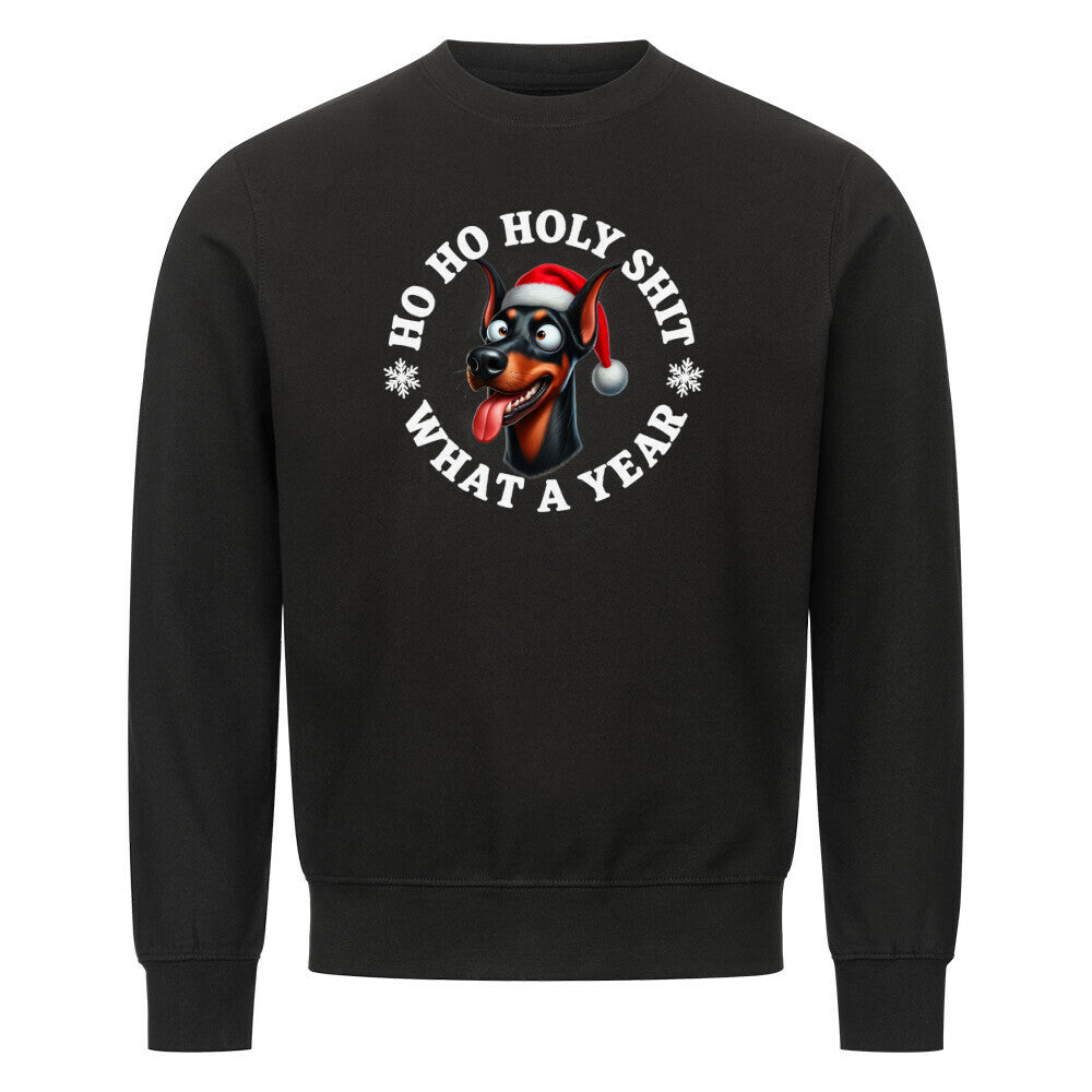Premium Sweatshirt "Dobermann - HO HO..." Schwarz – hunde-shirt.de
