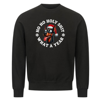 Premium Sweatshirt "Dobermann - HO HO..." Schwarz – hunde-shirt.de