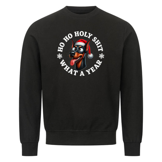 Premium Sweatshirt "Dobermann - HO HO..." Schwarz – hunde-shirt.de