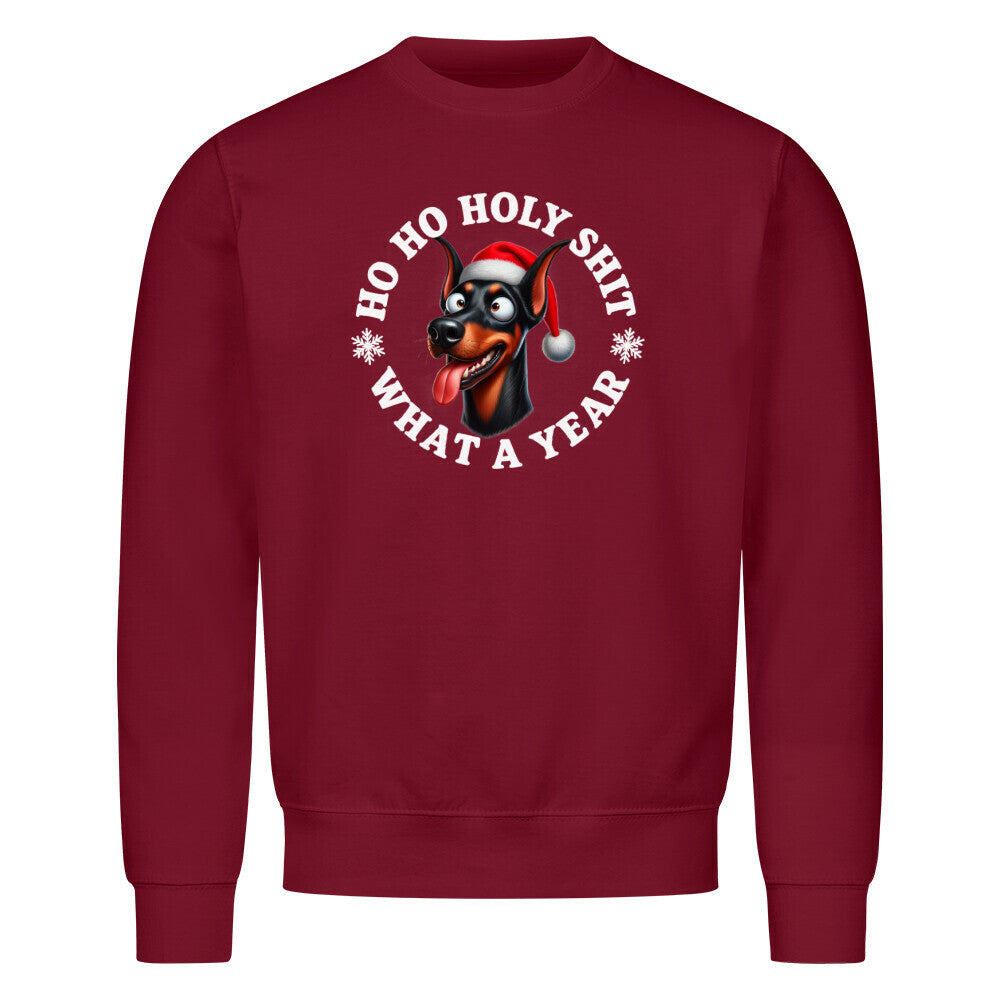Premium Sweatshirt "Dobermann - HO HO..." Burgunder – hunde-shirt.de