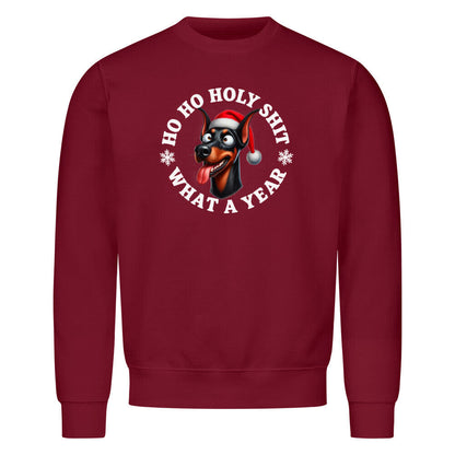 Premium Sweatshirt "Dobermann - HO HO..." Burgunder – hunde-shirt.de
