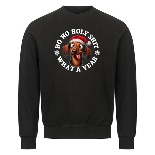 Premium Sweatshirt "Dackel - HO HO..." Schwarz – hunde-shirt.de