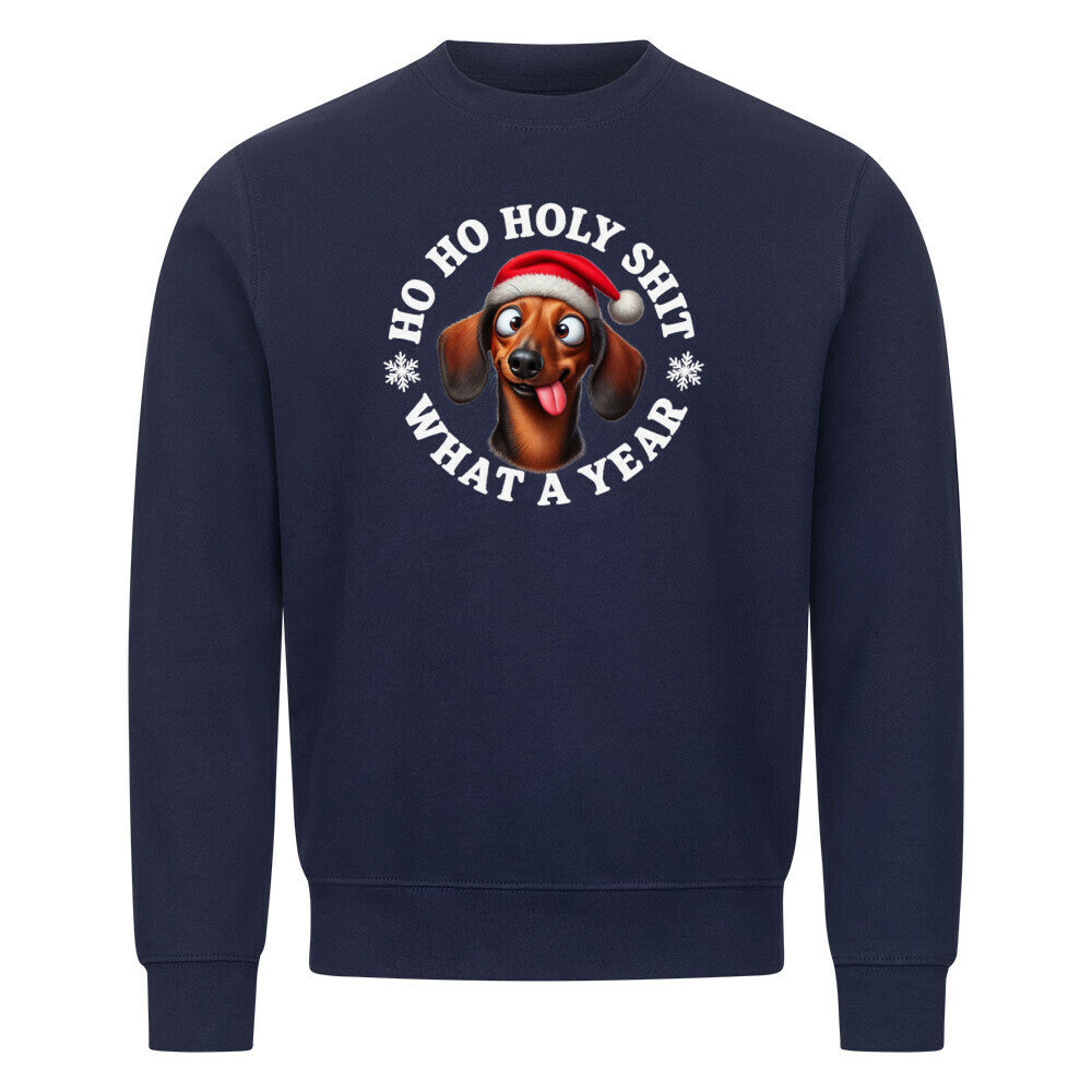 Premium Sweatshirt "Dackel - HO HO..." Navy Blue – hunde-shirt.de