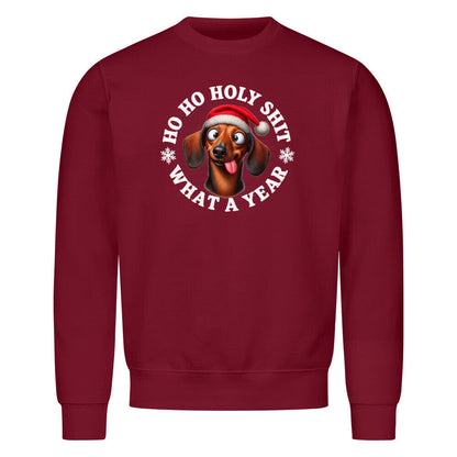 Premium Sweatshirt "Dackel - HO HO..." Burgunder – hunde-shirt.de