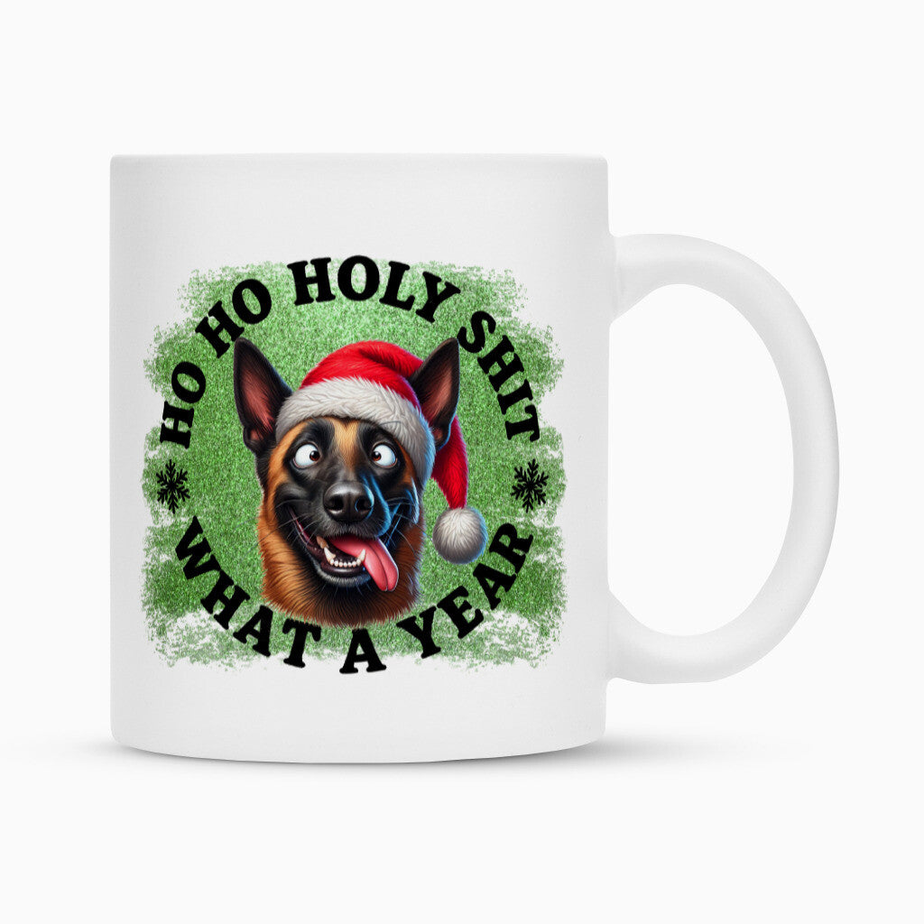 Tasse "Malinois - HO HO..." Weiß – hunde-shirt.de