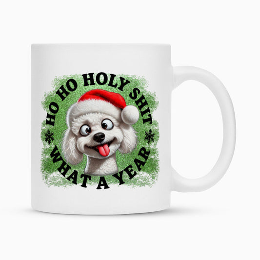 Tasse "Bichon Frisé - HO HO..." Weiß – hunde-shirt.de