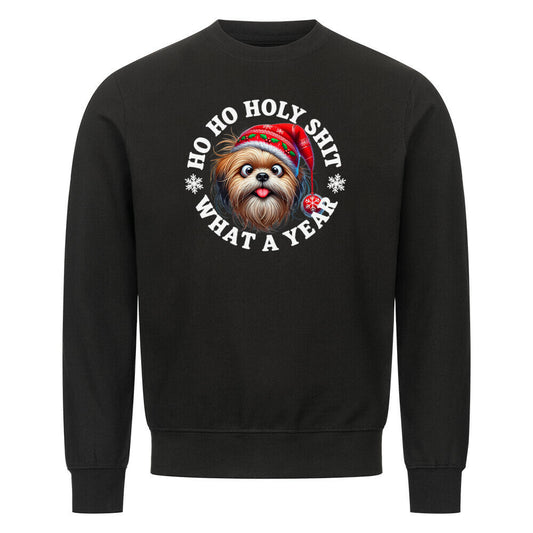 Premium Sweatshirt "Lhasa Apso - HO HO..." Schwarz – hunde-shirt.de