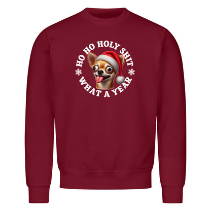 Premium Sweatshirt "Chihuahua - HO HO..." Burgunder – hunde-shirt.de