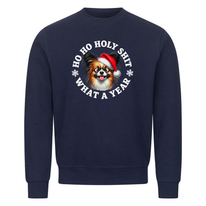 Premium Sweatshirt "Papillon - HO HO..." Navy Blue – hunde-shirt.de