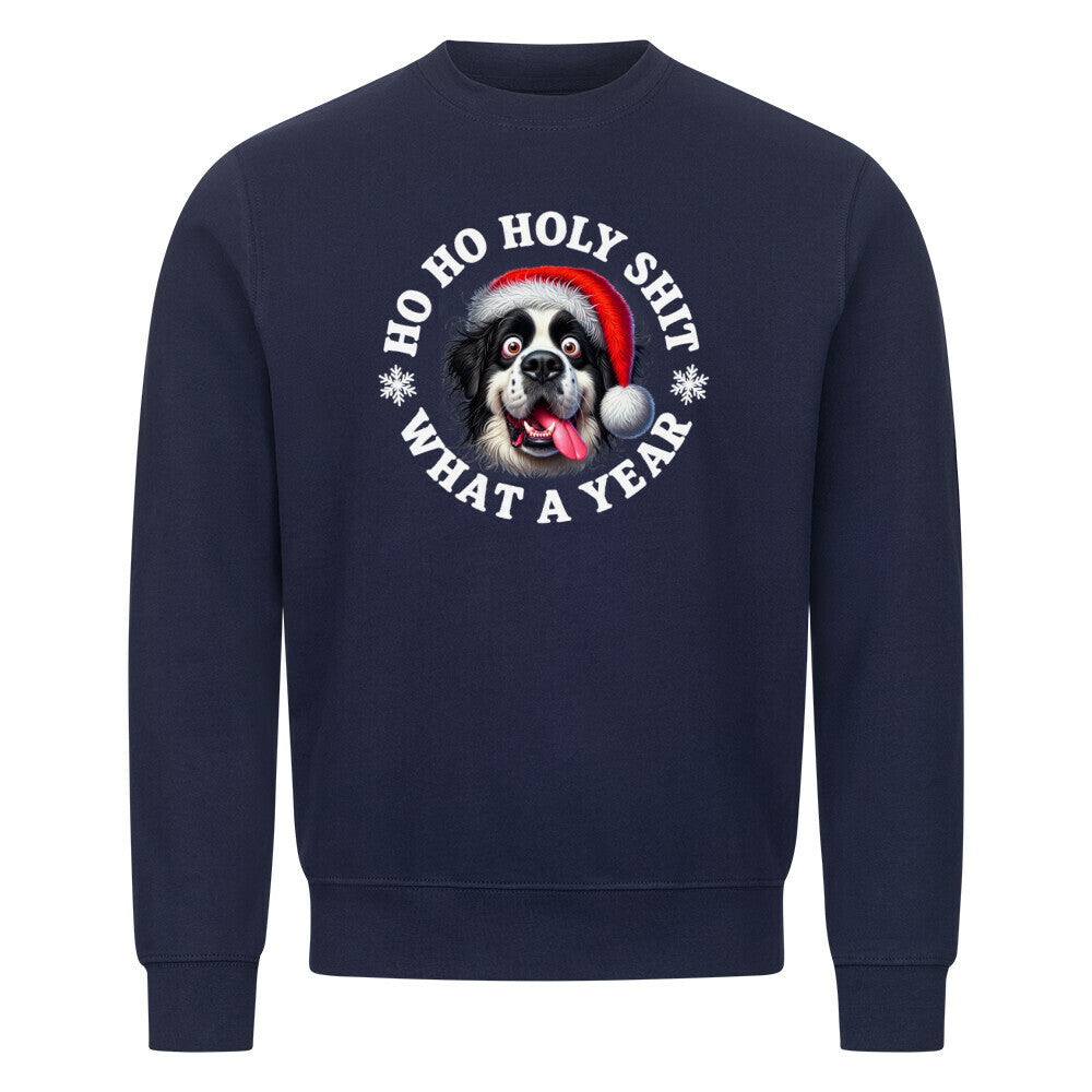 Premium Sweatshirt "Landseer - HO HO..." Navy Blue – hunde-shirt.de