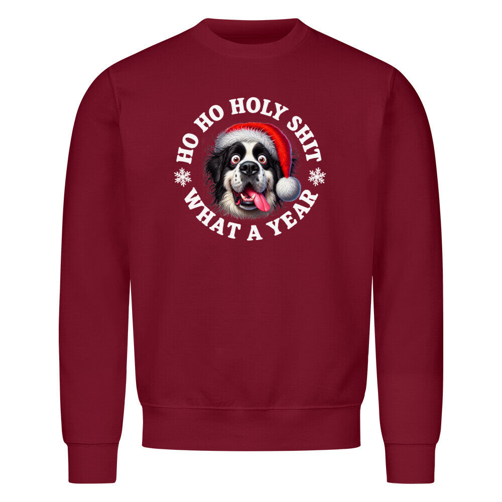 Premium Sweatshirt "Landseer - HO HO..." Burgunder – hunde-shirt.de