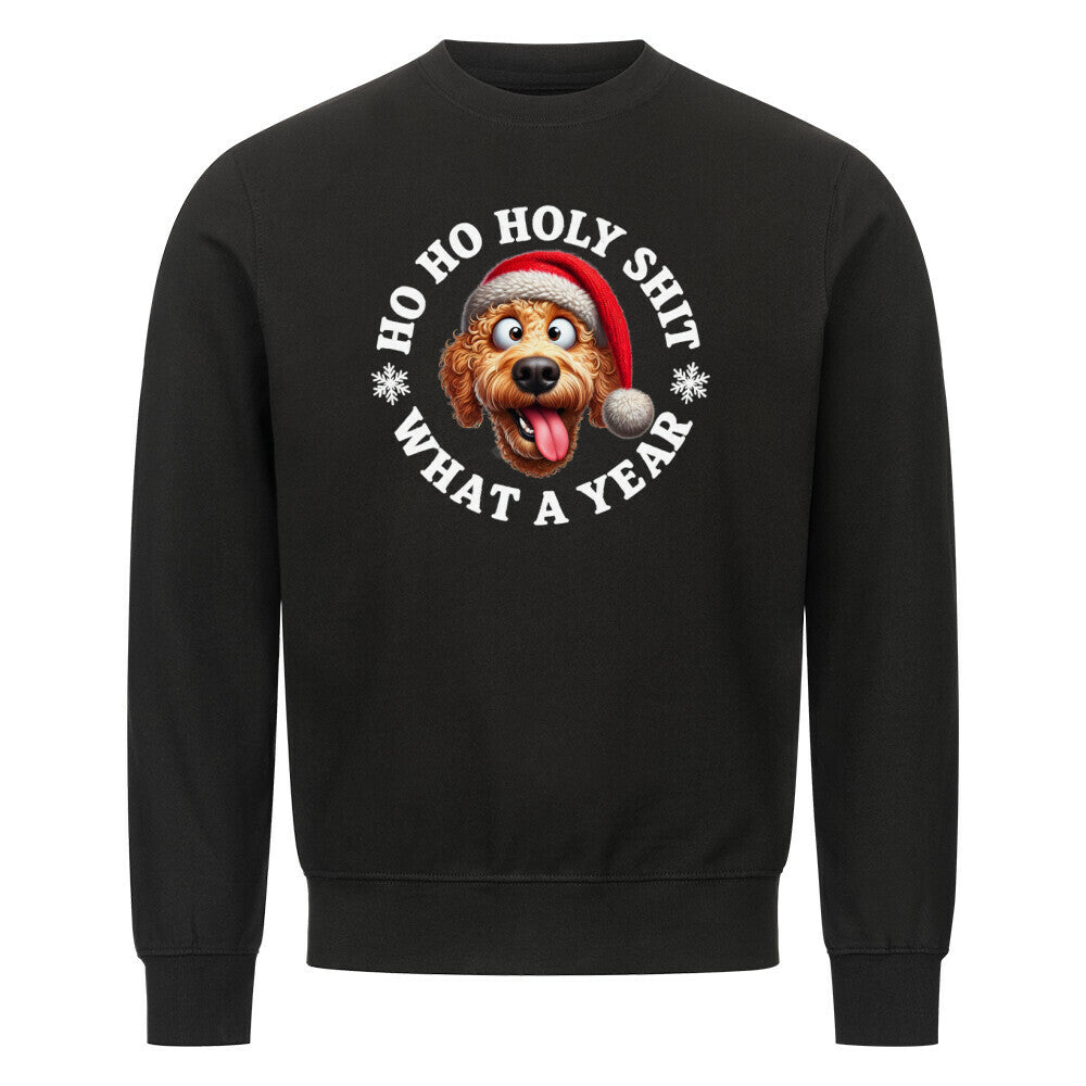 Premium Sweatshirt "Golden Doodle - HO HO..." Schwarz – hunde-shirt.de